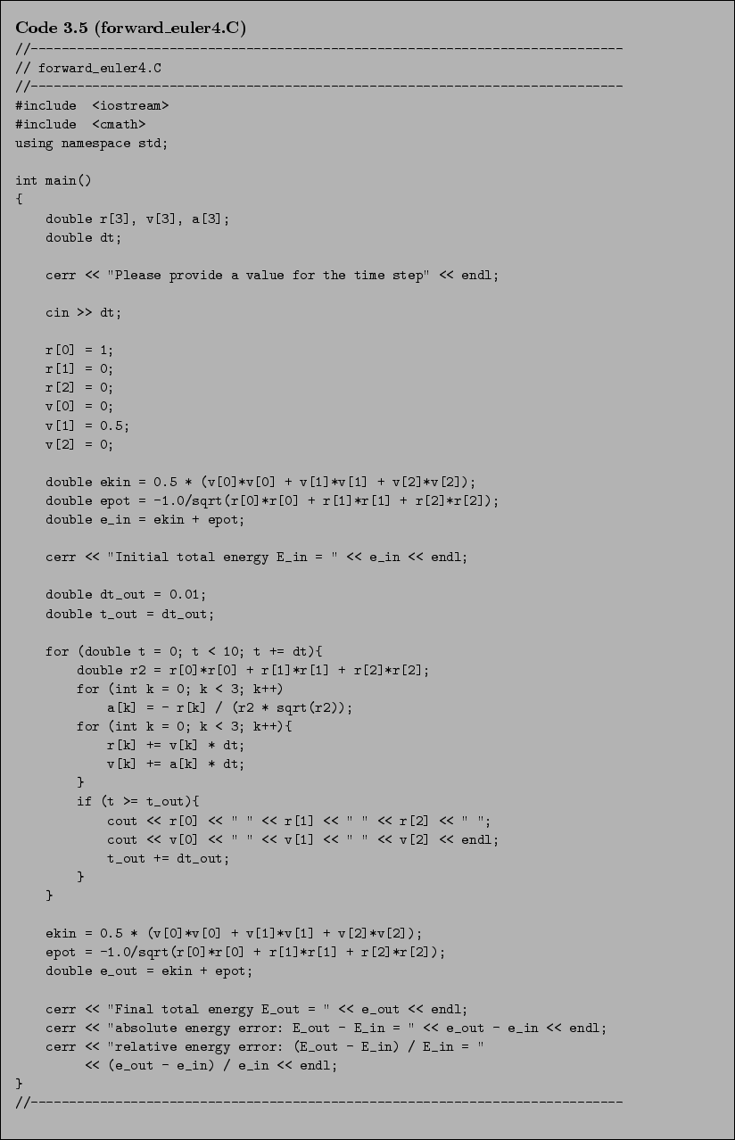 \begin{Code}[forward\_euler4.C]
\small\verbatiminput{chap3/forward_euler4.C} \end{Code}