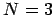 $N=3$