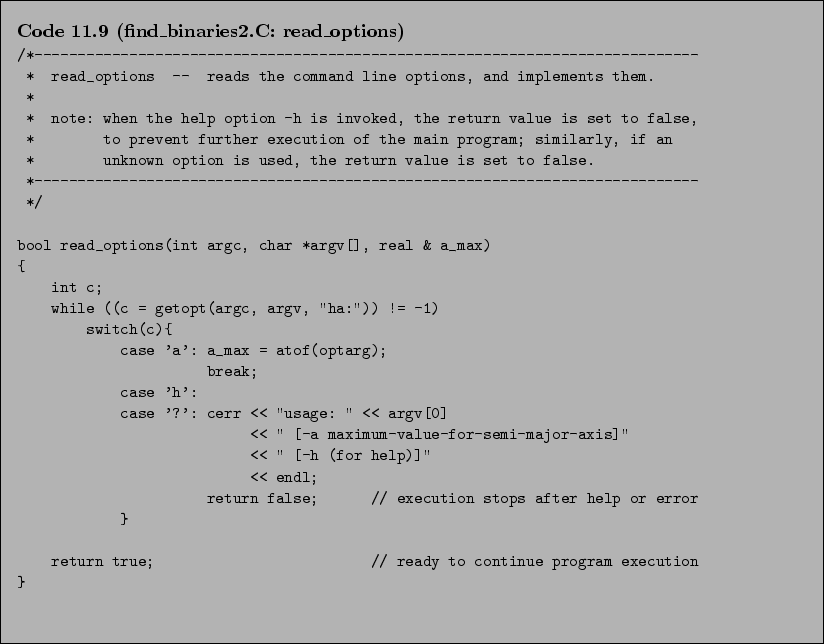 \begin{Code}[find\_binaries2.C: read\_options]
\small\verbatiminput{chap11/find_binaries2.C.read_options} \end{Code}