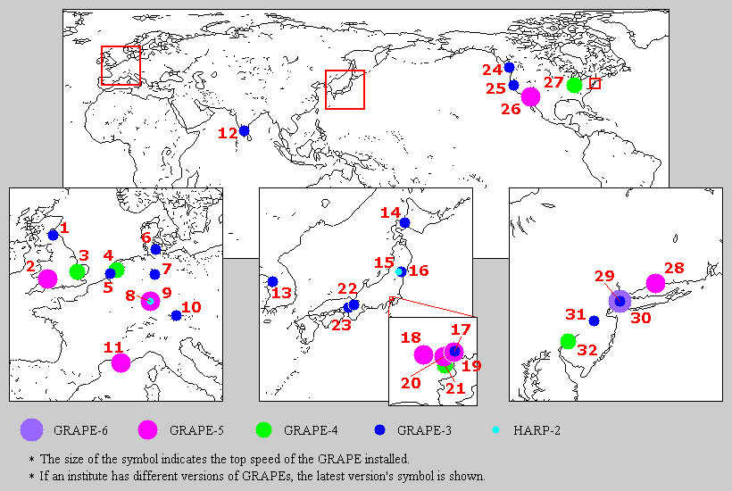 Map of GRAPEs in the world