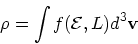 \begin{displaymath}
\rho = \int f({\cal E}, L)d^3{\bf v}
\end{displaymath}