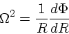 \begin{displaymath}
\Omega^2 = \frac{1}{R}\frac{d\Phi}{dR}
\end{displaymath}