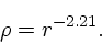 \begin{displaymath}
\rho = r^{-2.21}.
\end{displaymath}